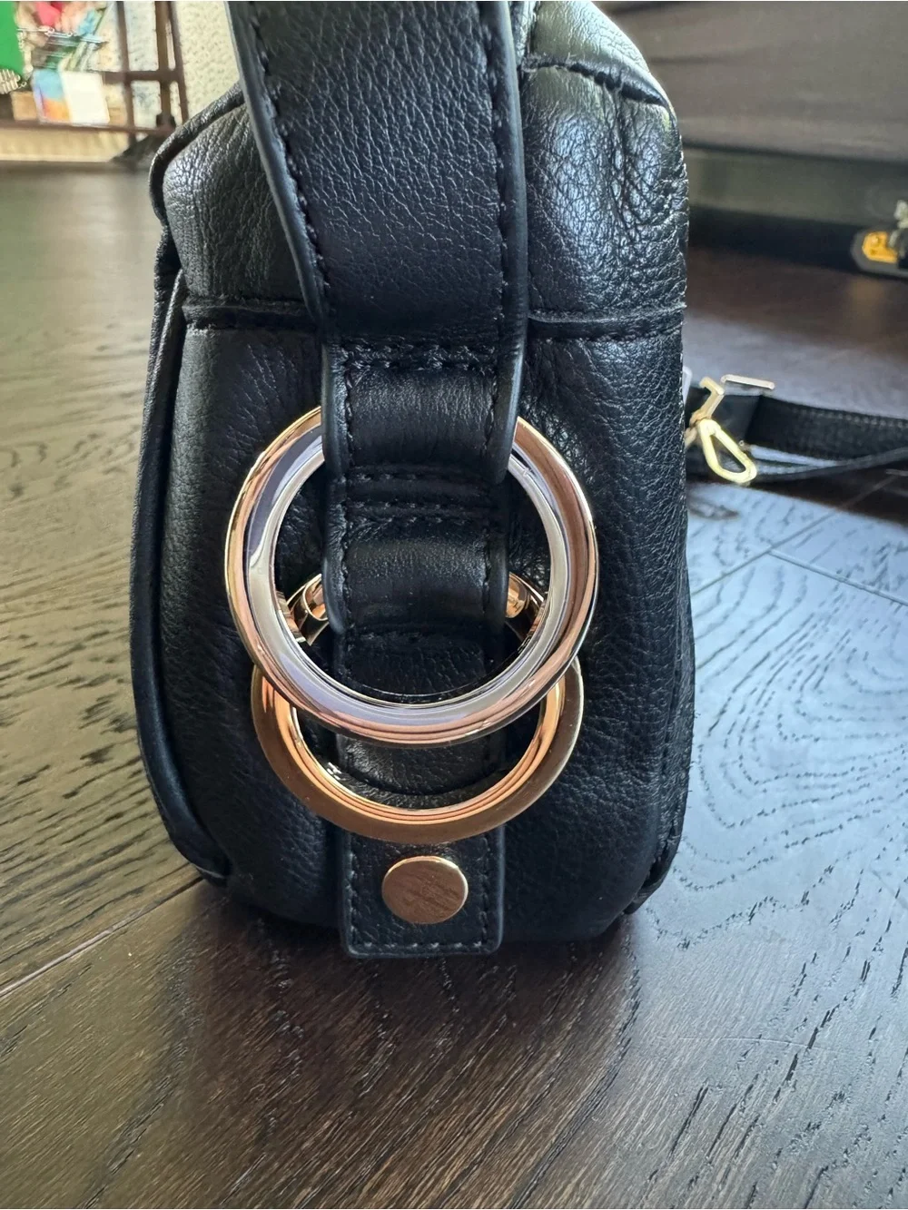 Hammitt Black Leather Crossbody with Gold Hardware